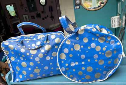 Glorious 1950s/60s  Silver, Gold & Blue Spotty Vinyl Bags