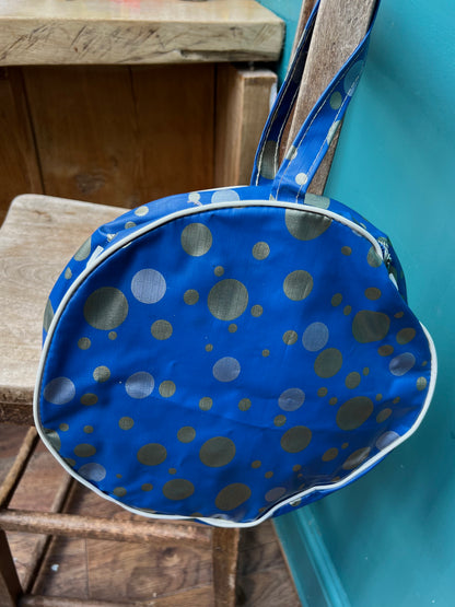 Glorious 1950s/60s  Silver, Gold & Blue Spotty Vinyl Bags