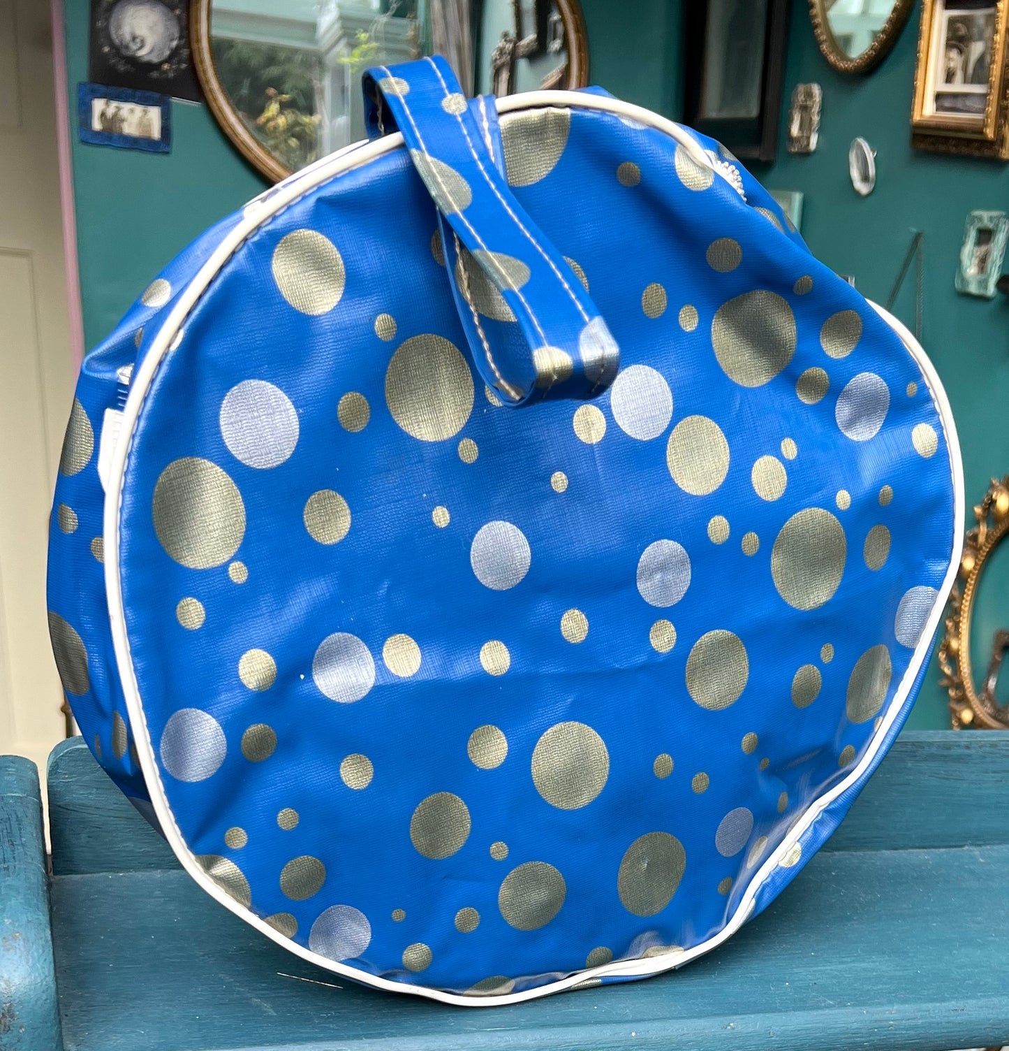 Glorious 1950s/60s  Silver, Gold & Blue Spotty Vinyl Bags