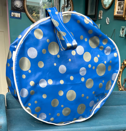 Glorious 1950s/60s  Silver, Gold & Blue Spotty Vinyl Bags