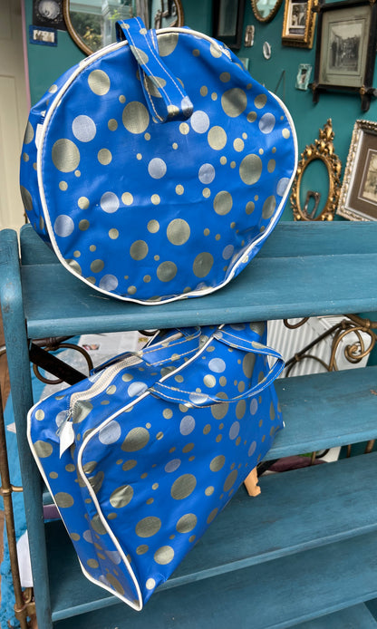 Glorious 1950s/60s  Silver, Gold & Blue Spotty Vinyl Bags