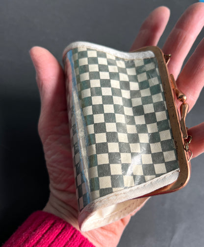 Rather Futuristic Shimmery Silver & White Checkerboard 1940s Bag - Large or Small