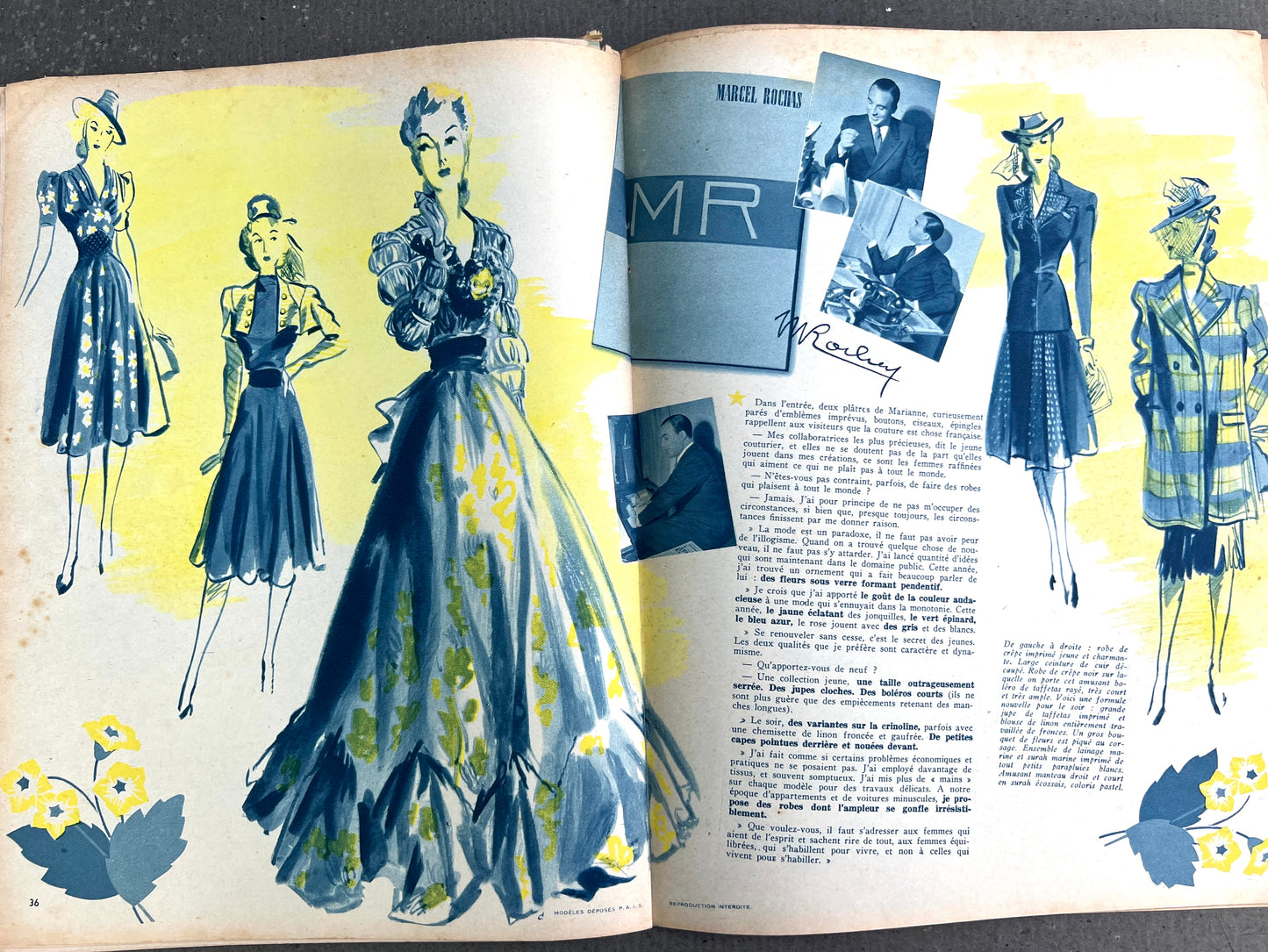 The New Designs of the GRANDS COUTURIERS in 3rd March 1939 French MARIE CLAIRE