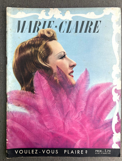 Lovely Cover on 17th March 1939 French MARIE CLAIRE