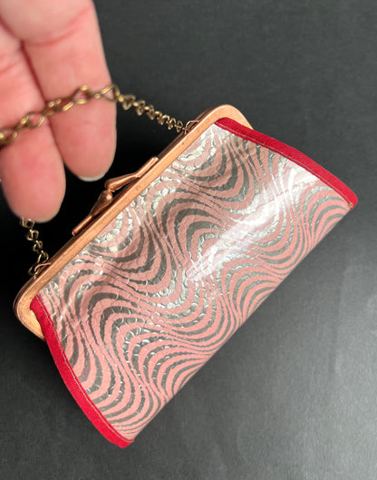 Swirly Pink, Silver & Red 1940s Bag - Large or Small