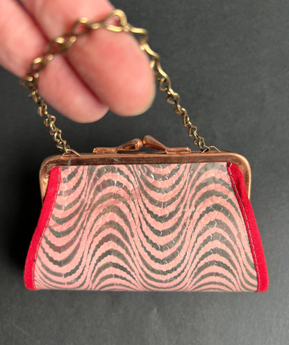 Swirly Pink, Silver & Red 1940s Bag - Large or Small