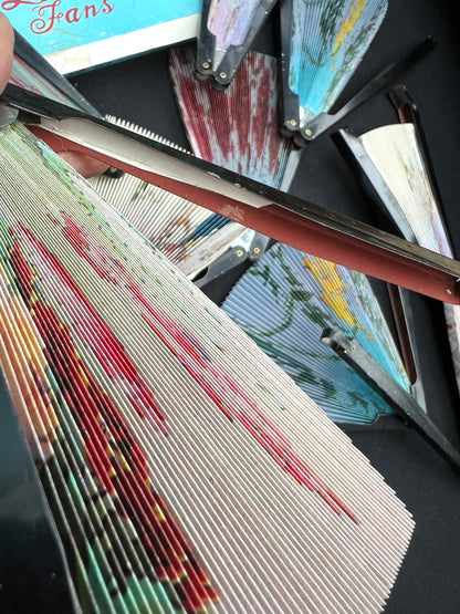 Box of 12 Vintage Fold Up Portable Pocket Fans That Need Repairing