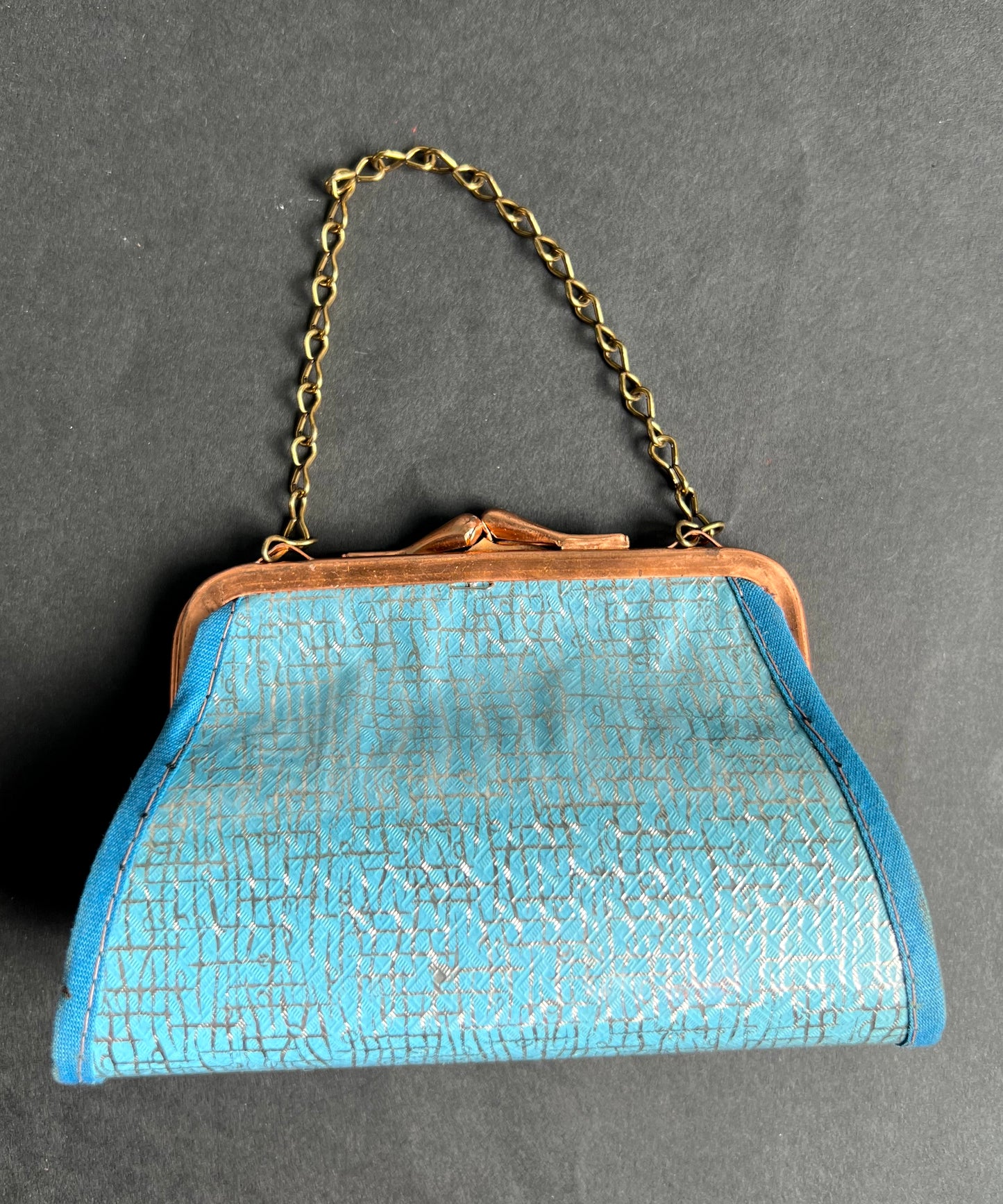 Sophisticated Silver and Blue Little 1940s  Bag / Purse