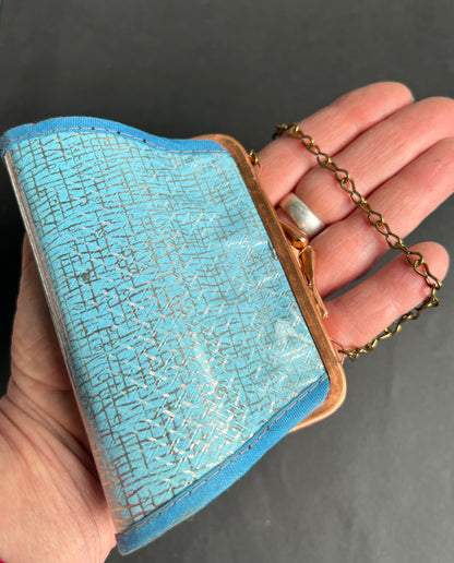 Sophisticated Silver and Blue Little 1940s  Bag / Purse