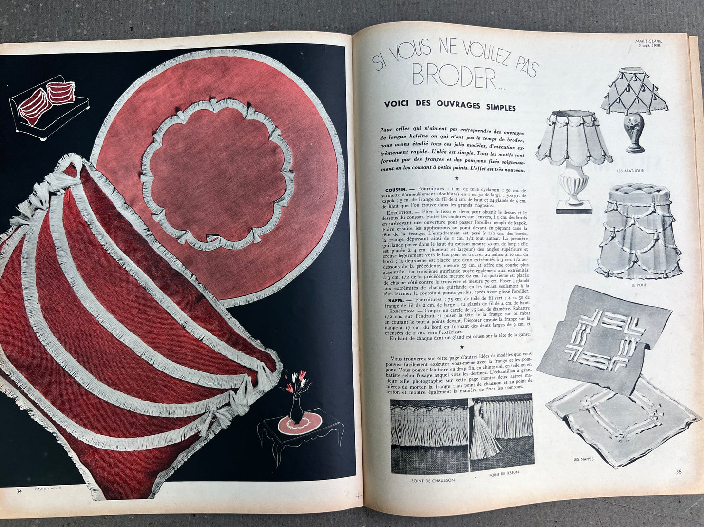 Shoes and Crafts in 2nd September 1938 Edition of French MARIE CLAIRE