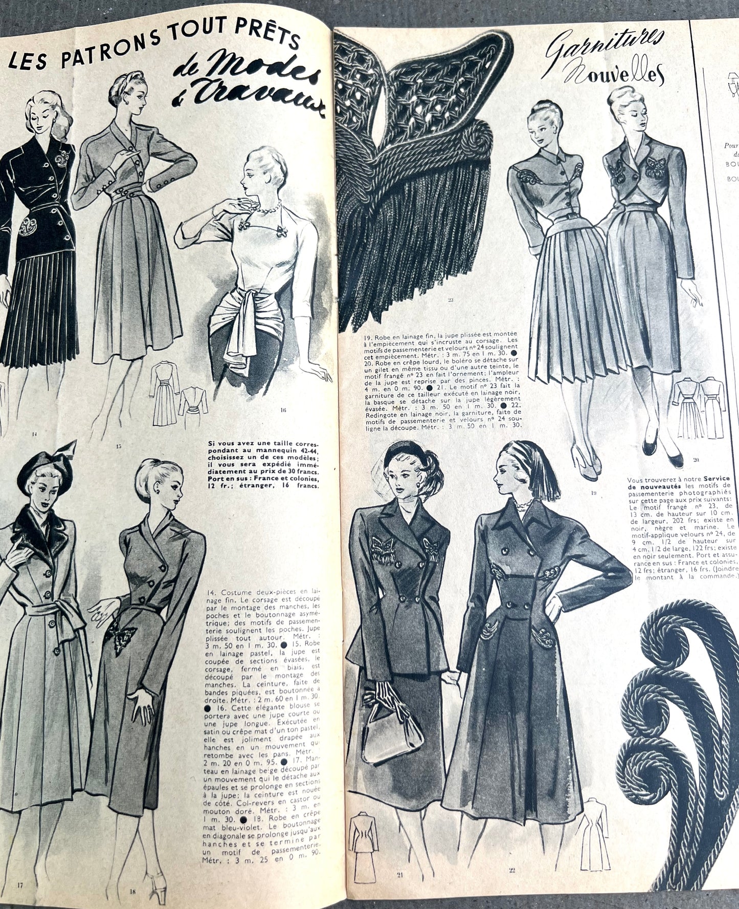 November 1947 French Fashion Paper Modes & Travaux