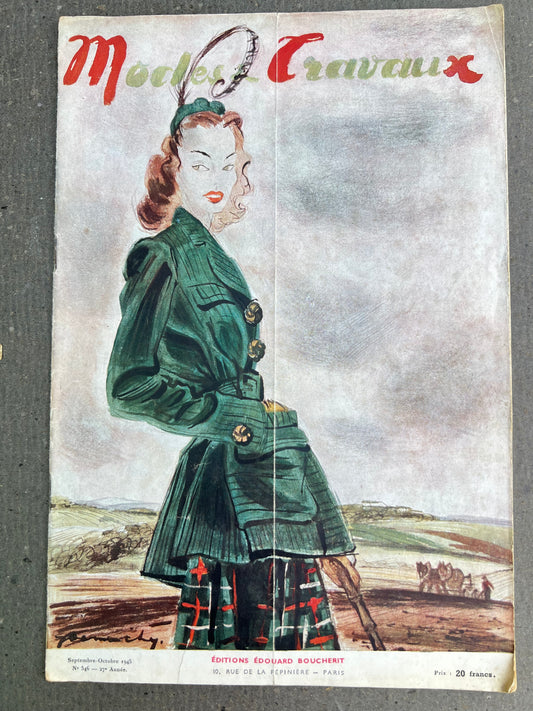 Great Illustrations in September-October 1945 French Fashion Paper Modes & Travaux  (Incomplete)