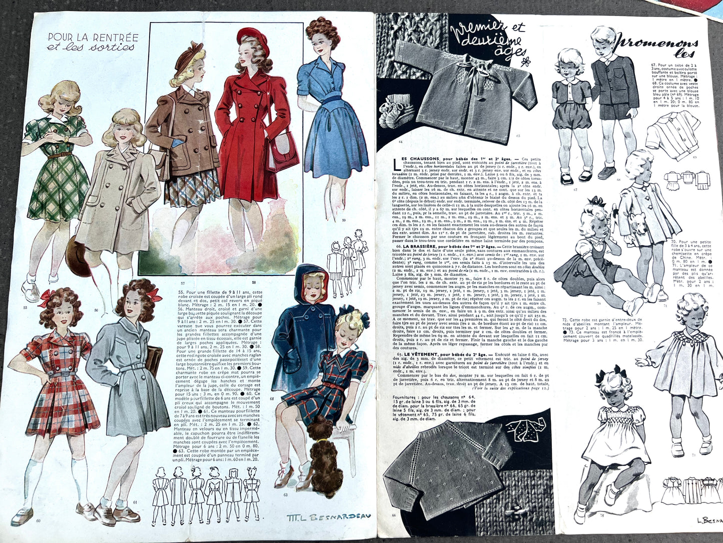 Great Illustrations in September-October 1945 French Fashion Paper Modes & Travaux  (Incomplete)