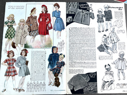 Great Illustrations in September-October 1945 French Fashion Paper Modes & Travaux  (Incomplete)
