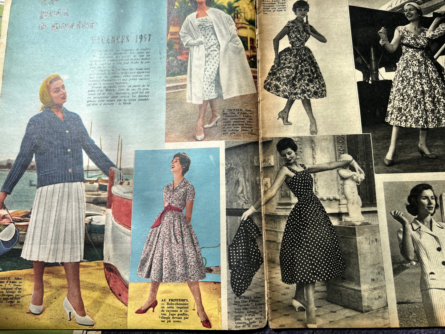 2 Copies of 1957 French Votre Modes incl. Patterns (with loose covers - split spines)