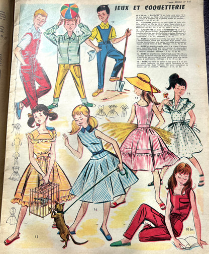 2 Copies of 1957 French Votre Modes incl. Patterns (with loose covers - split spines)