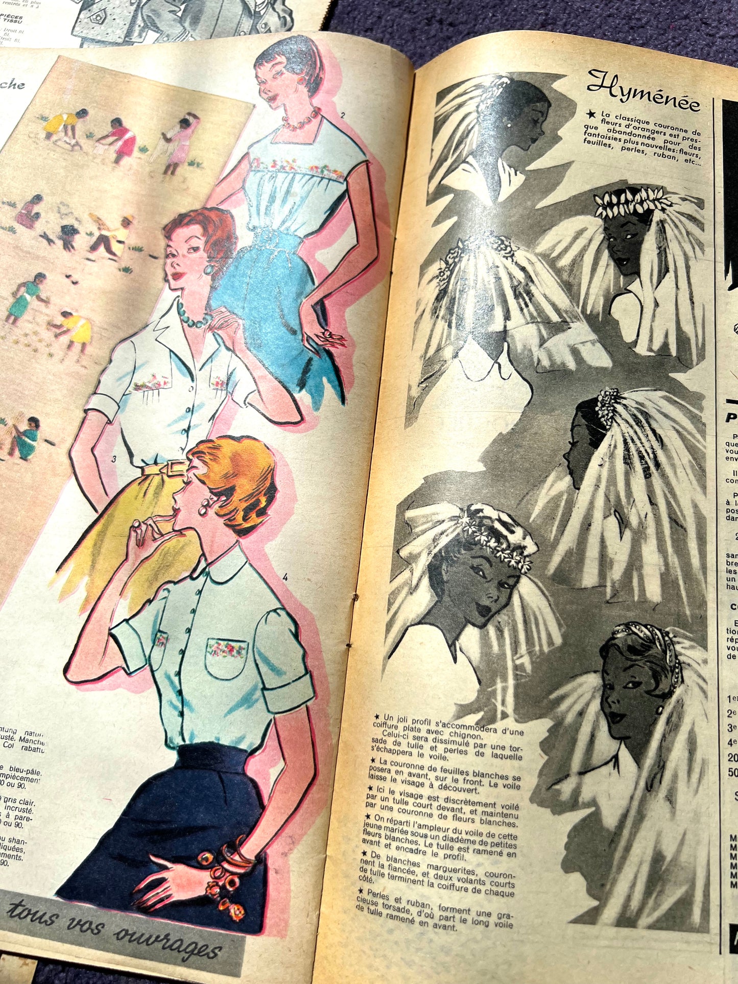 2 Copies of 1957 French Votre Modes incl. Patterns (with loose covers - split spines)