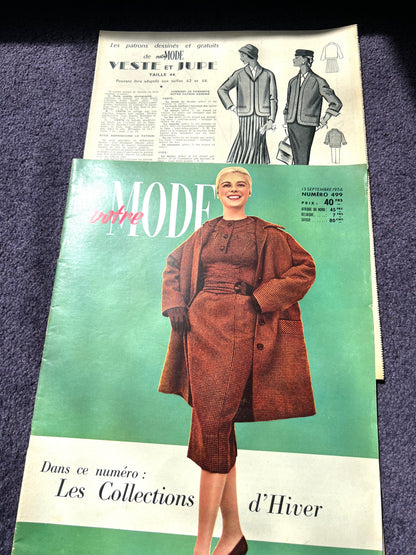 Winter Collections in 13th September 1956 French Women's Magazine Votre Mode with Skirt and Jacket Pattern