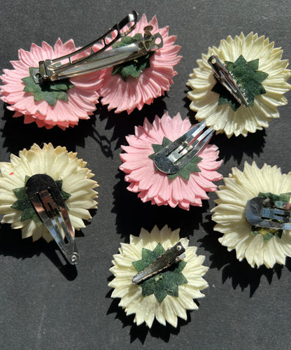 6 Lovely Happy Big Vintage Flower Hair Clips