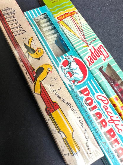 3 Vintage Toothbrushes in Excellent Boxes