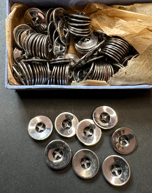 Box of Vintage 1.5cm Chrome Buttons