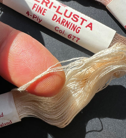 6 Different Colours of  Vintage PERI-LUSTA FINE DARNING Thread Set 1.