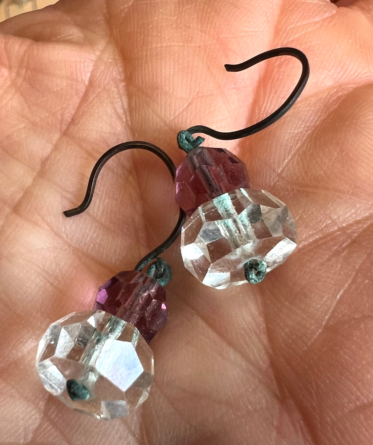 12 pairs of 1930s Crystal Earrings with corroded wires