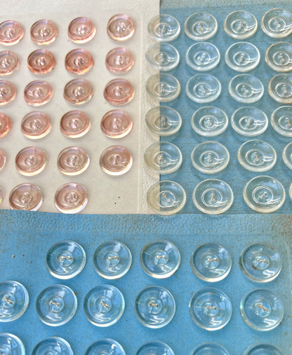 11 Sheets of Vintage Glass, Lucite and Bakelite Buttons (L)