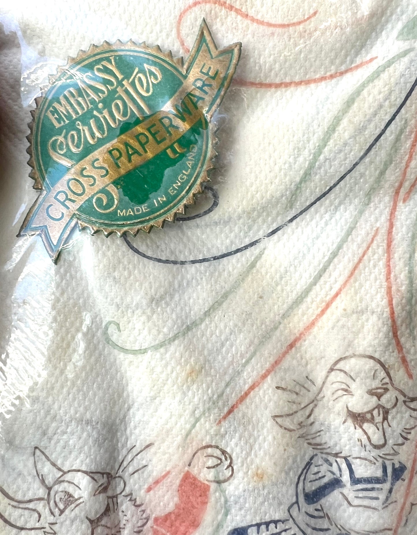 Delightful Rabbits Dancing Around a Maypole on 12 Vintage Paper Serviettes