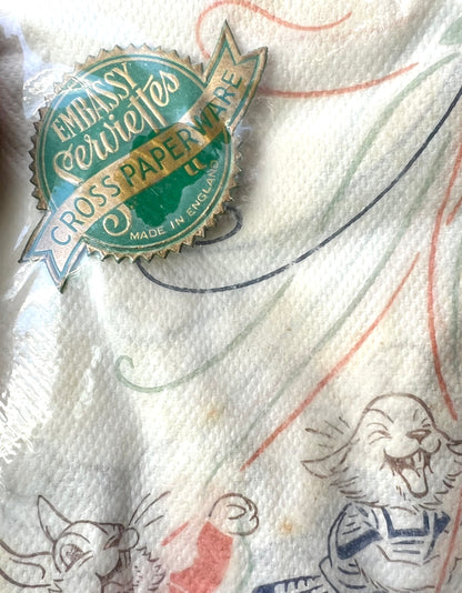 Delightful Rabbits Dancing Around a Maypole on 12 Vintage Paper Serviettes