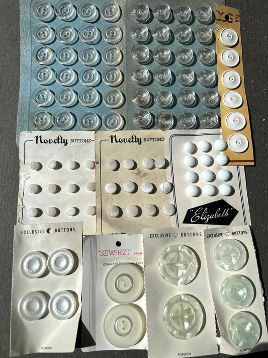 10 Sheets of Vintage Glass and Lucite Buttons (Q)