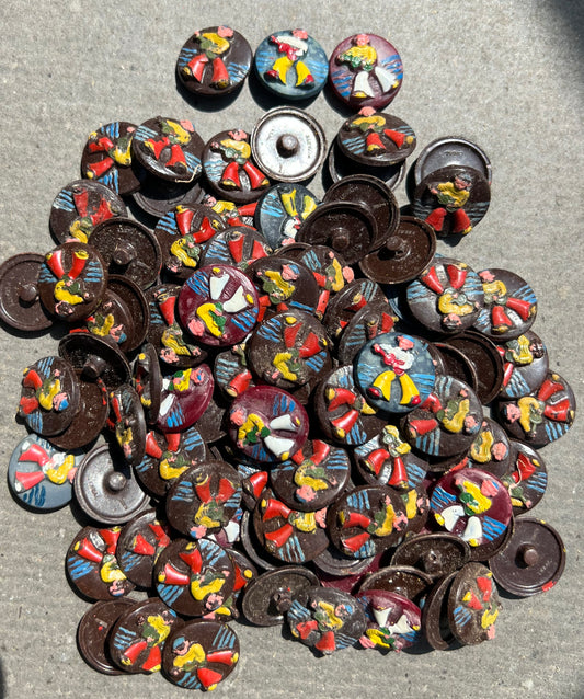 100 Vintage Sailor Buttons (Slight paint wear)