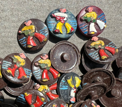 100 Vintage Sailor Buttons (Slight paint wear)