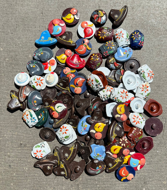 100 Vintage Novelty Buttons (Slight paint wear)