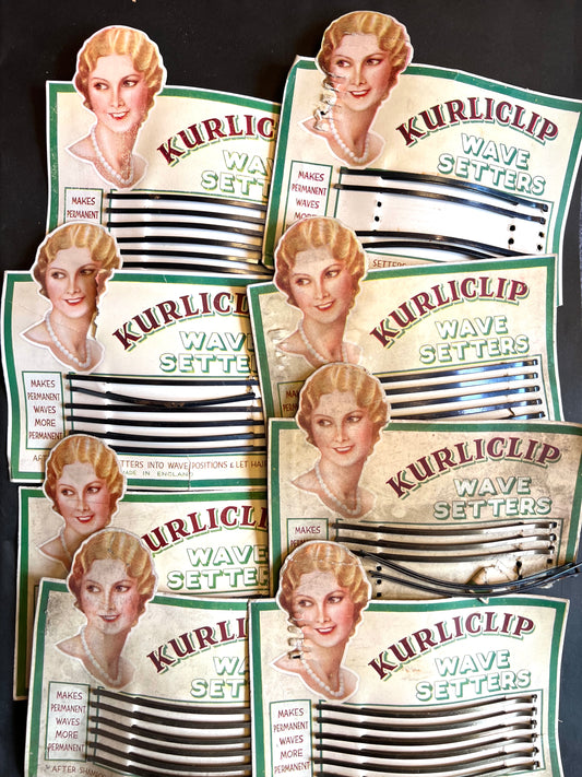 8 x 1920s Display Cards of 11.5cm KURLICLIP WAVE SETTERS