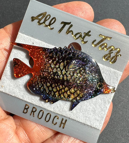 Wonderfully Shimmery 1980s Enamel Fish Brooches