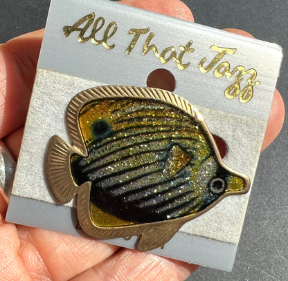 Wonderfully Shimmery 1980s Enamel Fish Brooches