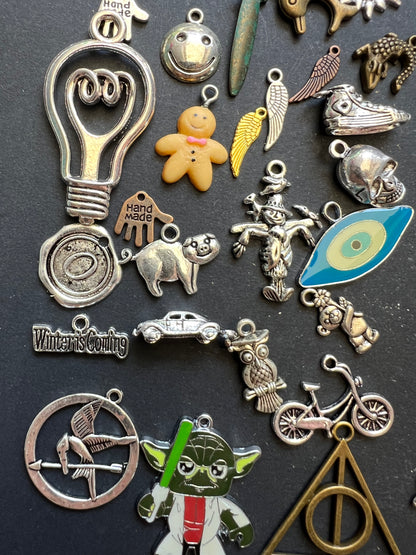 100 All Different Metal Charms / Pendants for Jewellery Making, Party Bags, Treasure Hunts etc