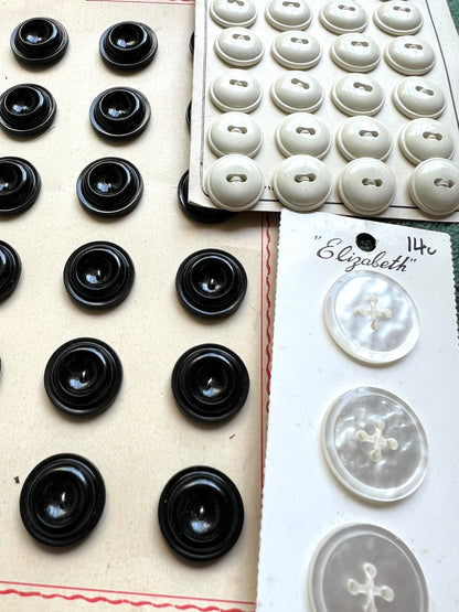 16 Sheets of Vintage Glass, Mirrored, Mother of Pearl and Lucite Buttons (X)