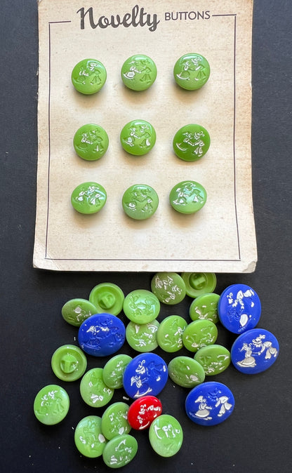 31 Sweet Vintage Glass Buttons that Need Repainting.