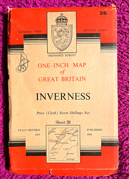 1950s One Inch ORDNANCE SURVEY Map of Inverness and Area Sheet 28