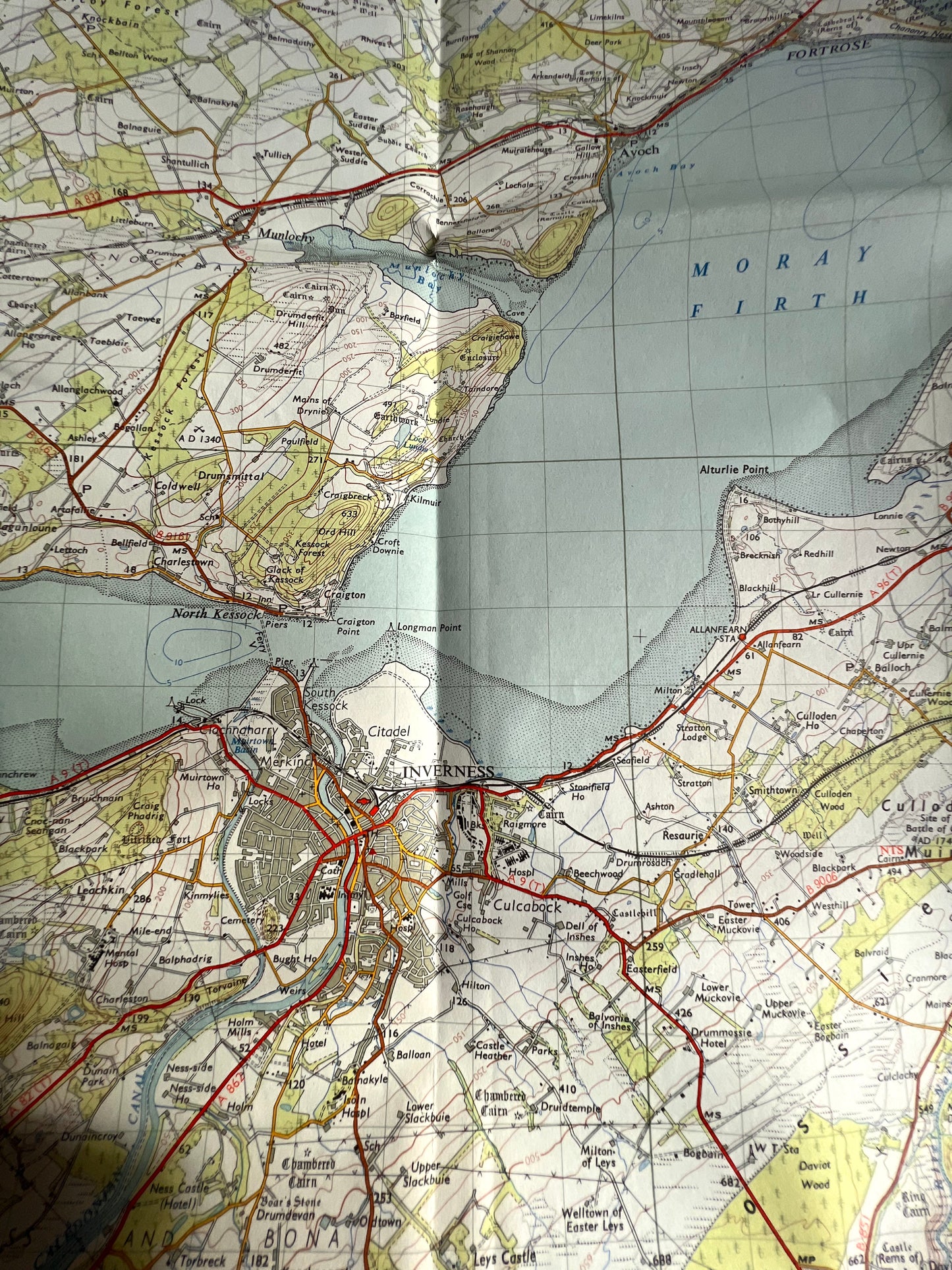 1950s One Inch ORDNANCE SURVEY Map of Inverness and Area Sheet 28