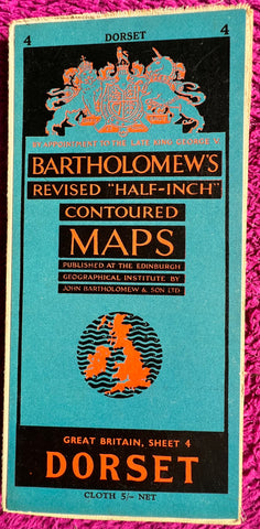 1940/50s Map of Dorset and surrounding Area incl. Shaftesbury, Lyme Regis, Sidmouth, Taunton