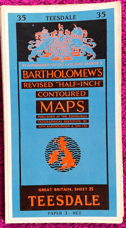 1940s Bartholomew's Map of TEESDALE  (35) on Cloth