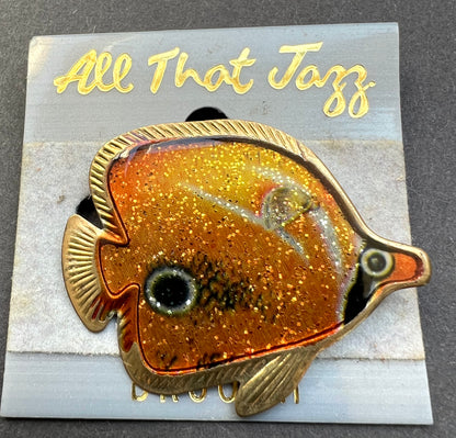 Wonderfully Shimmery 1980s Enamel Fish Brooches