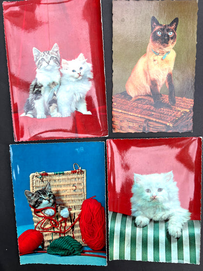 7 Delightfully Kitsch Vintage Italian Postcards of Cats - All Unused