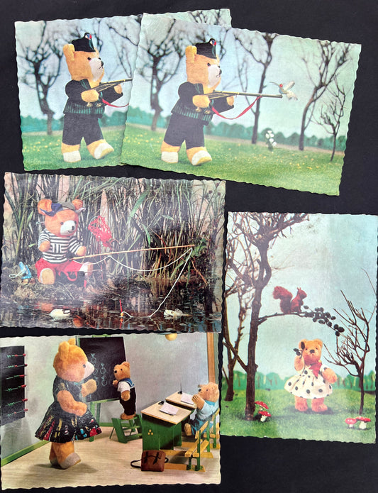 5 Vintage Dutch "TEDDY CARD" Postcards - all unused