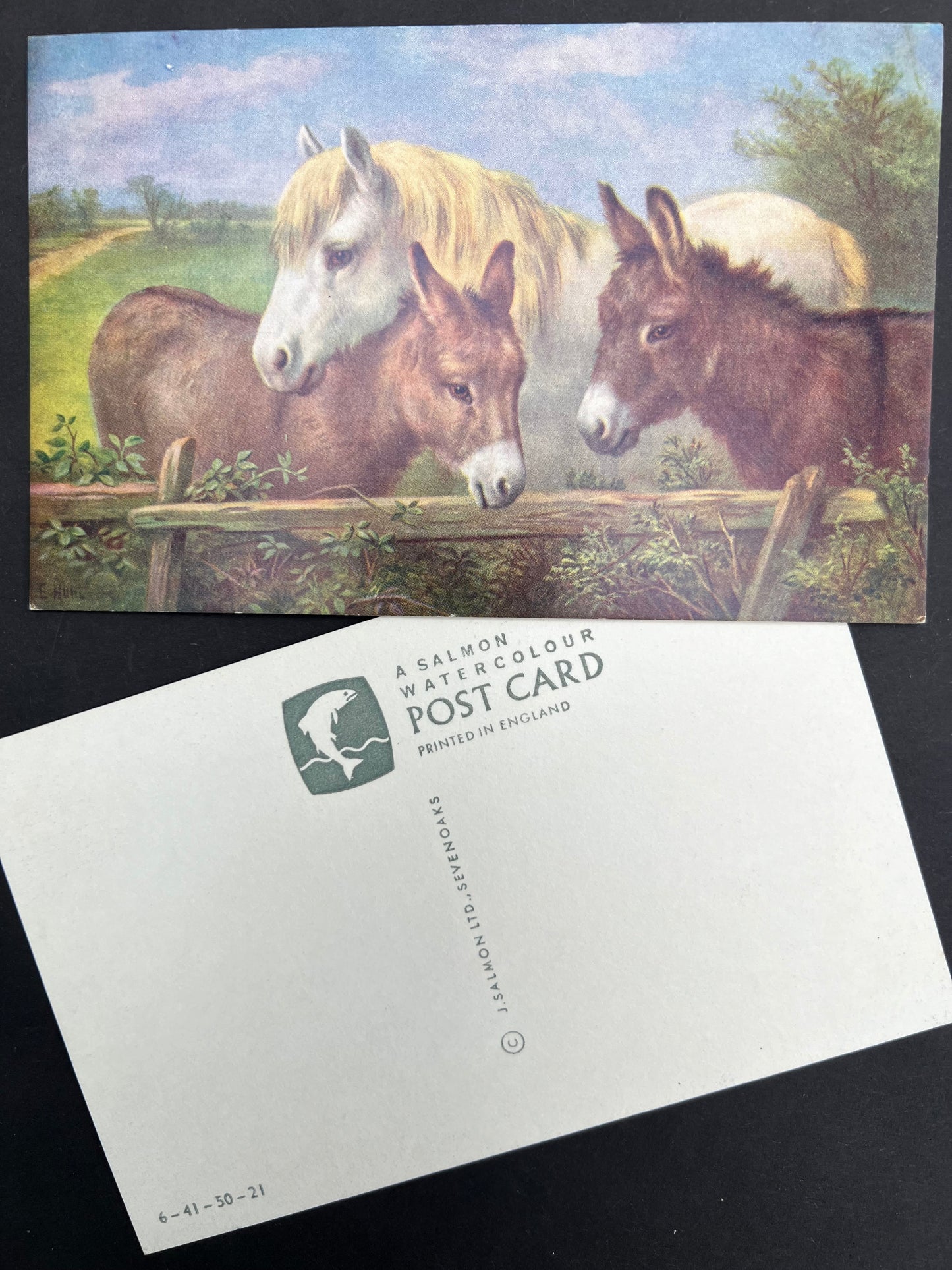 Delightful Farmyard Scene Postcards by Edgar Hunt - 1950s Salmon Water Colour Postcards - Unused