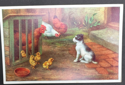 Delightful Farmyard Scene Postcards by Edgar Hunt - 1950s Salmon Water Colour Postcards - Unused
