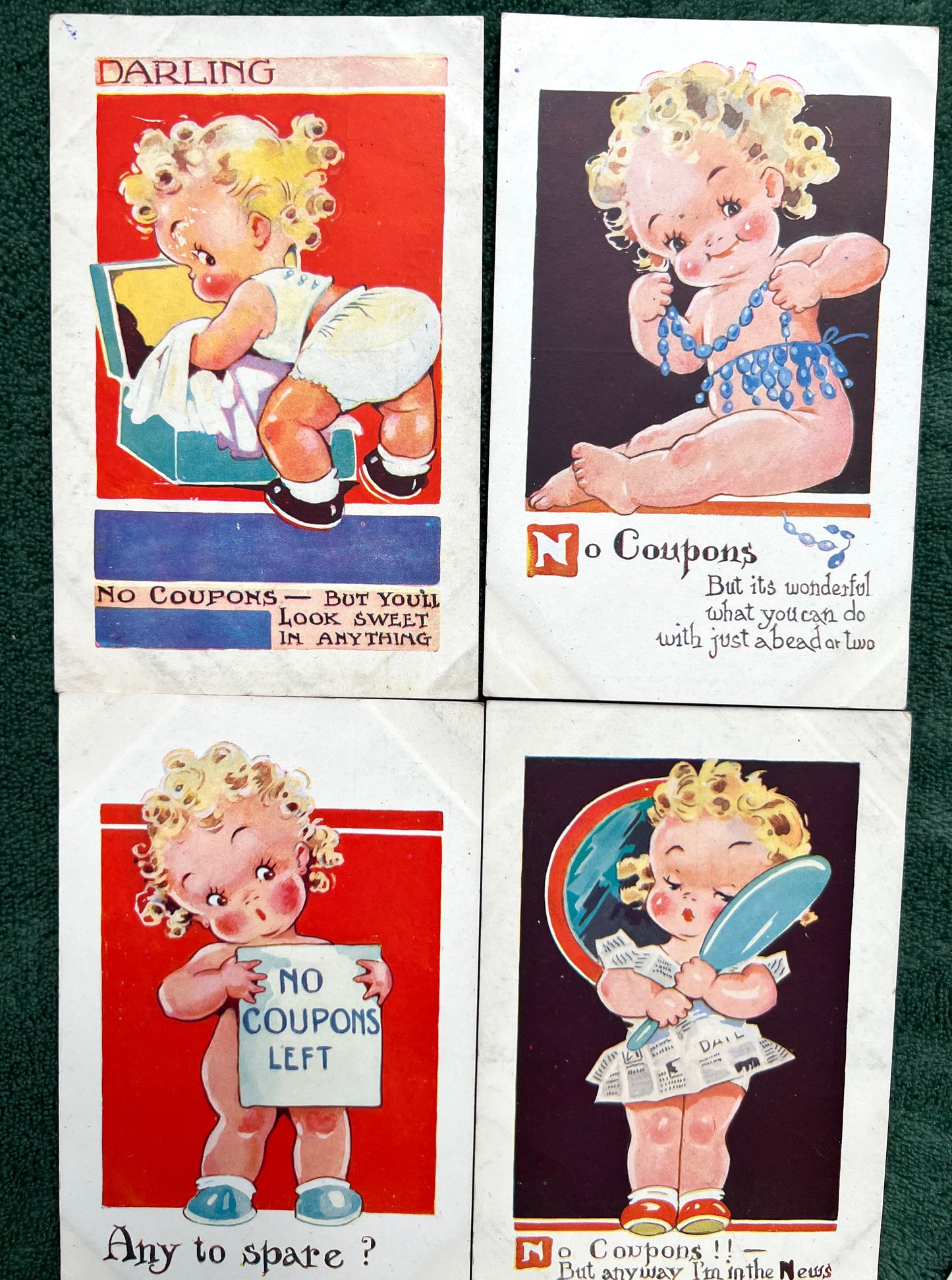 8 1940s Comic Postcards - Dinah, Agnes Richardson, War Effort